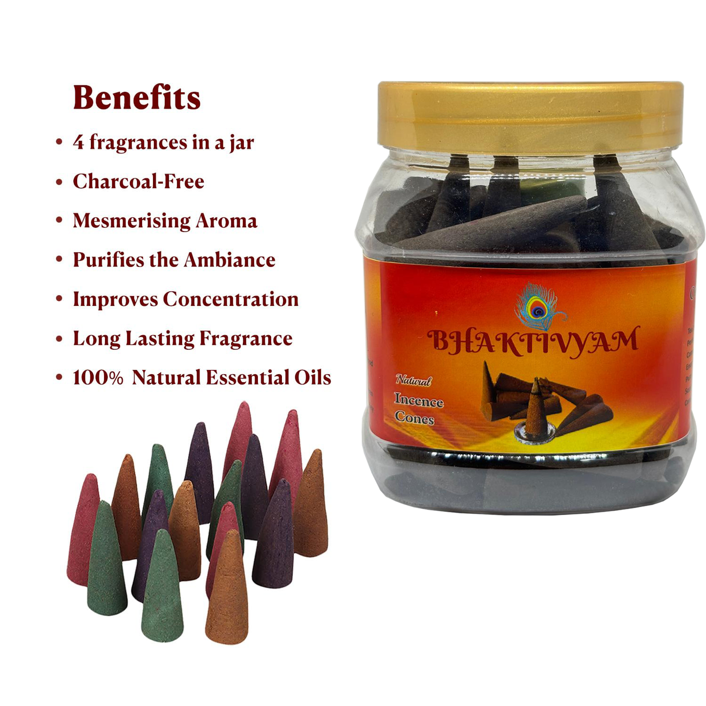 Bhaktivyam Natural Incence Cone Small (Sandal Wood) Pack of 2