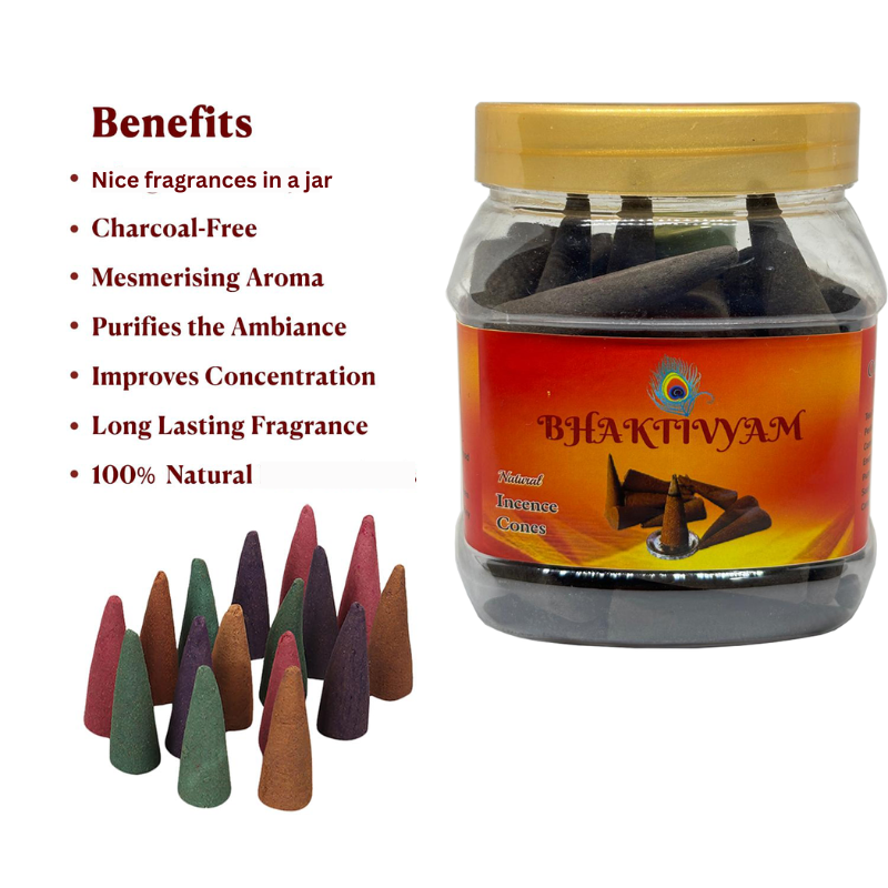 Bhaktivyam Natural Incence Cone Large (Rose) Pack of 2 I Rose Fragrance Dhoopbatti for Home Office Temple 200Gm
