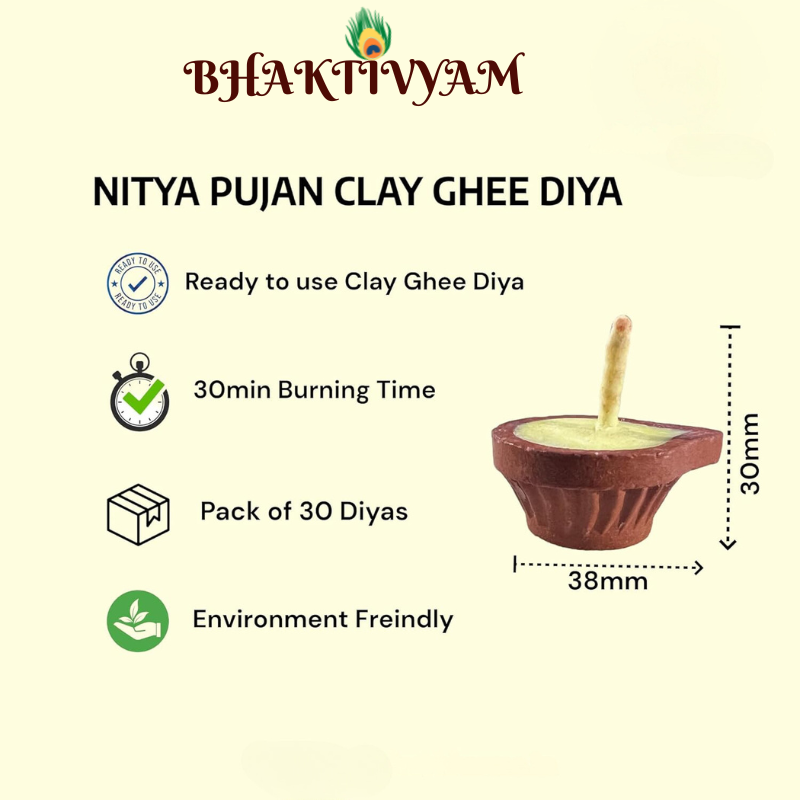 Bhaktivyam Ghee Clay DIYAS (Set of 30) for Diwali | Festival Decoration