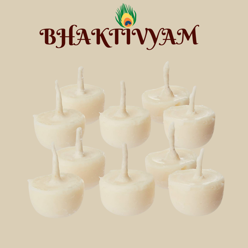Bhaktivyam Special Camphor Ghee Wicks  Fine Quality, 30min Burning Time (Pack Of 100 Pieces) Handmade, Wax Free, Round Shape Ghee Wicks For Pooja, Pack Of 2 (200 Pieces)