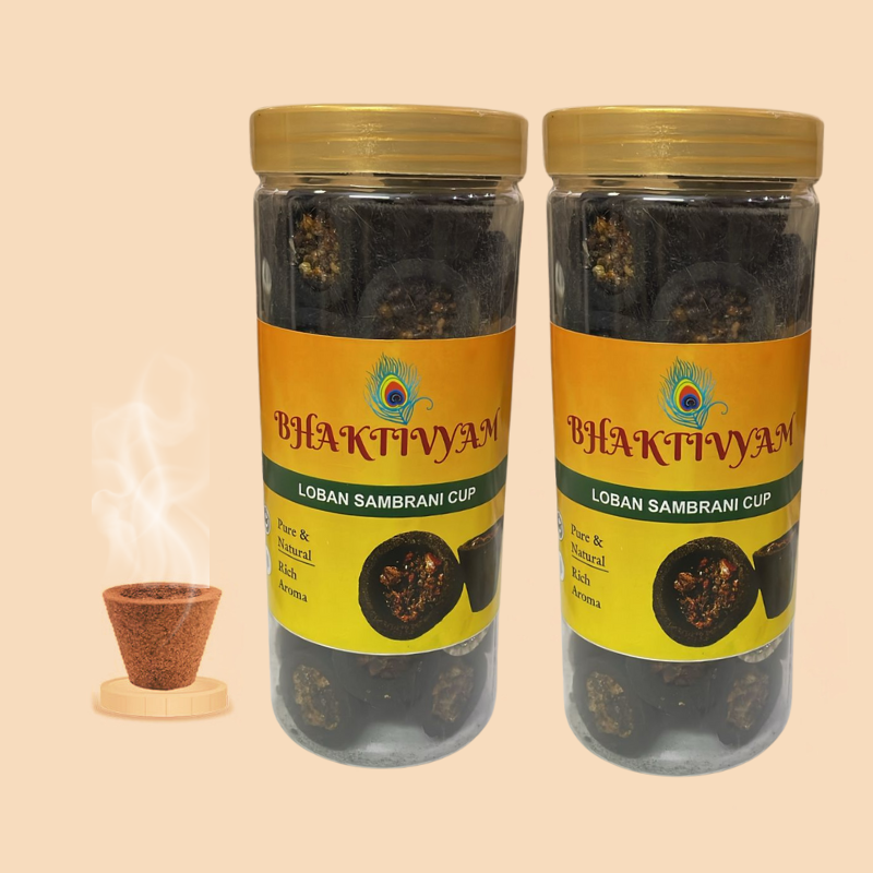 Bhaktivyam Natural Loban Premium Dhoop Cups48 Pcs, with Holder Plate, Lohban dhup cup (48)