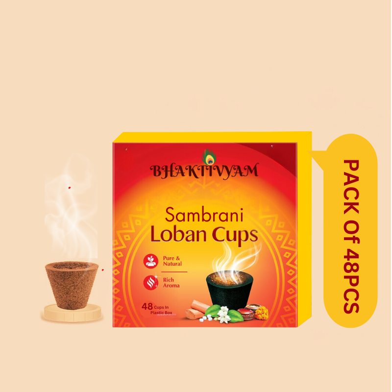 Bhaktivyam Natural Loban Premium Dhoop Cups48 Pcs, with Holder Plate, Lohban dhup cup (48)