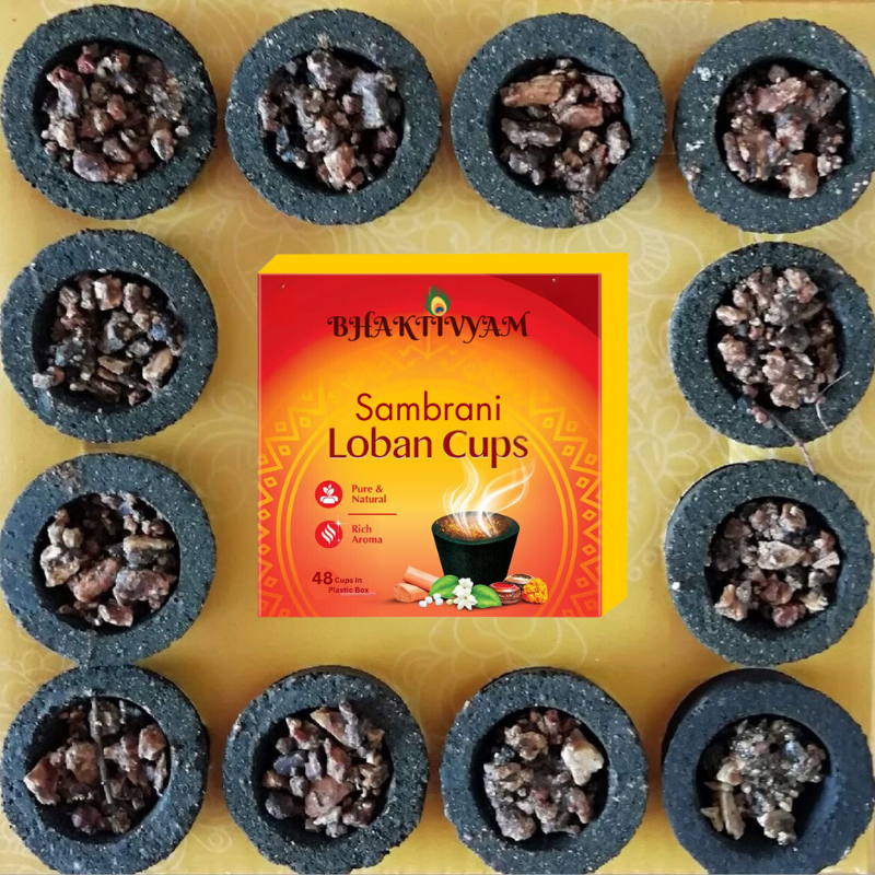Bhaktivyam Natural Loban Premium Dhoop Cups48 Pcs, with Holder Plate, Lohban dhup cup (48)